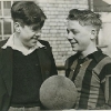 DUNCAN EDWARDS (IN JERSEY) AND RAYMOND WOOLRIDGE  PICTURE DATE 22/3/1950