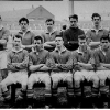 YOUNG DUNCAN EDWARDS (BACK, LEFT) WITH HIS TEAM MATES INCLUDING BOBBY CHARLTON (FRONT, 2ND FROM RIGHT).